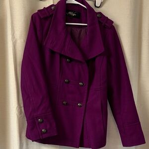 Stylish Women's Purple Wool Pea Coat